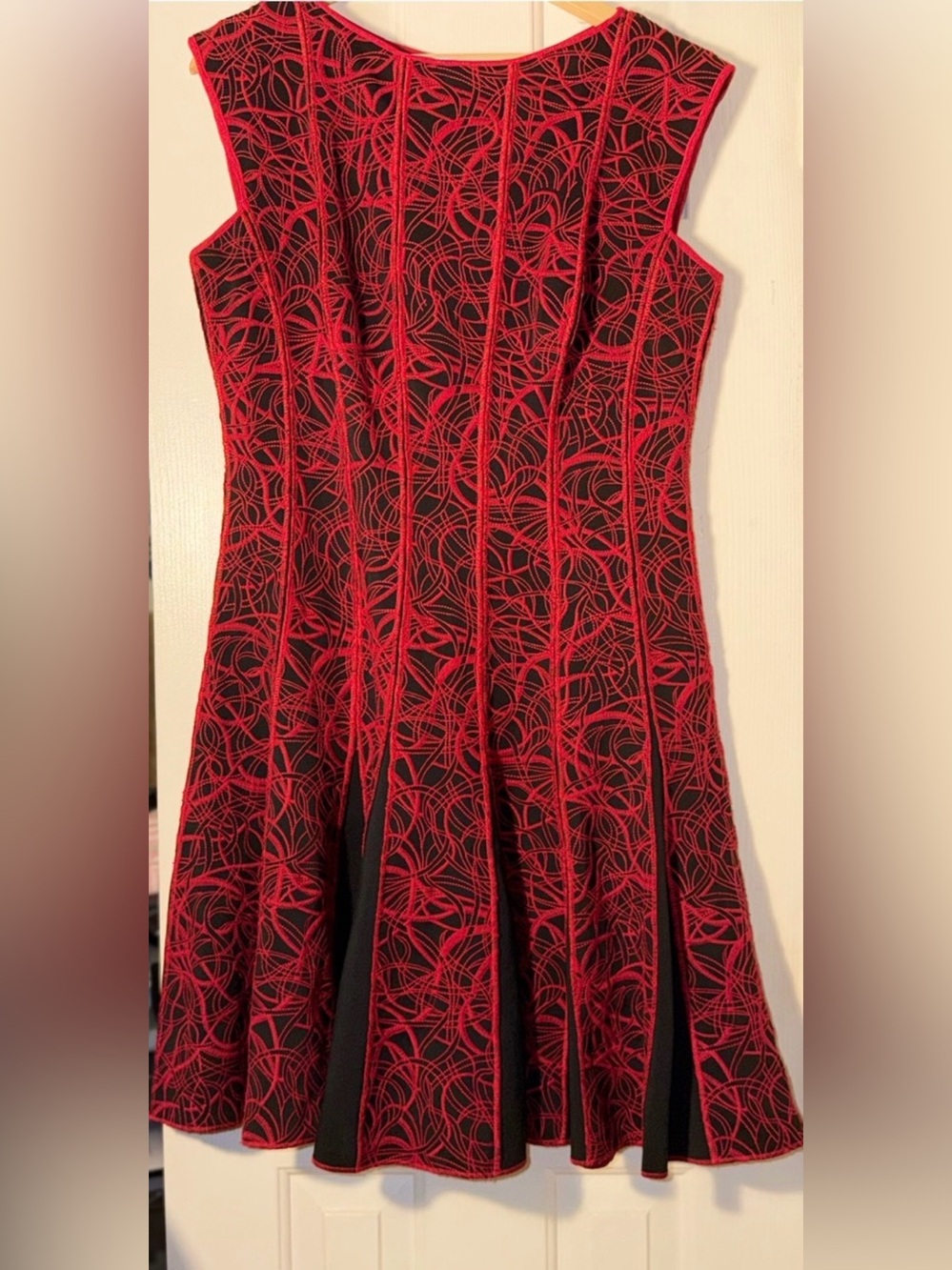Tadashi Shoji XXL Black Red Embroidered Fit Flare Cocktail Dress Plus Size
